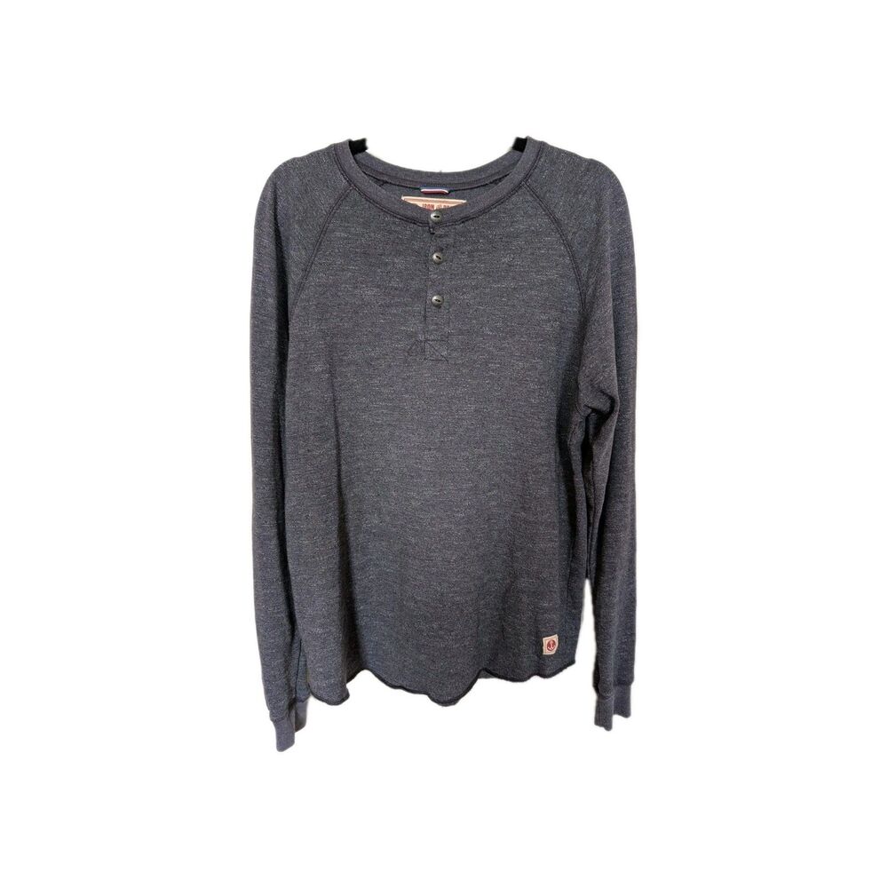 Iron & Resin Henley Shirt Medium Mens Gray Knit Long Sleeve